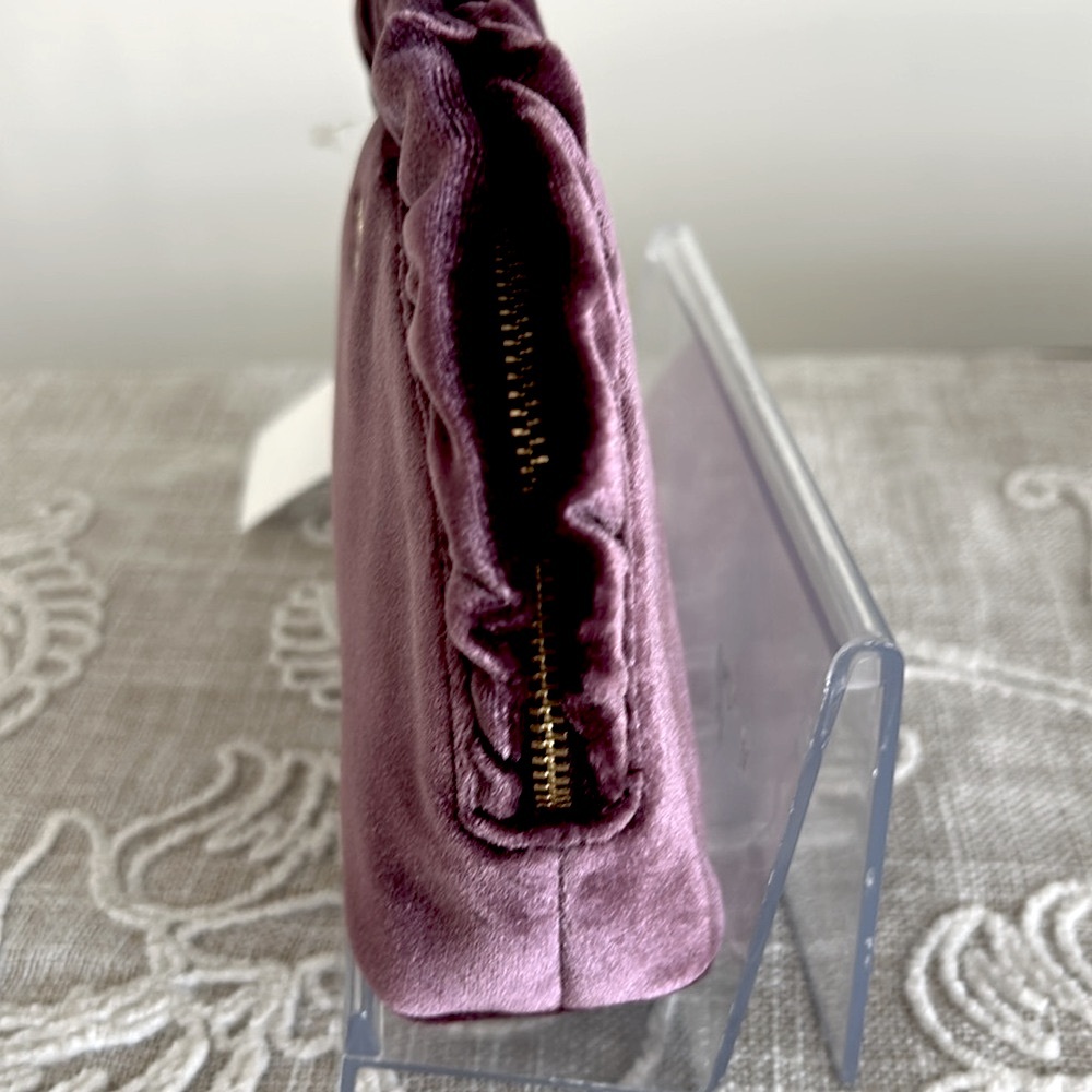 Kate Spade NWT Plum Velvet Mini Marcy Dawn Clutch Bag with Ruffle Detail - Picture 3 of 12